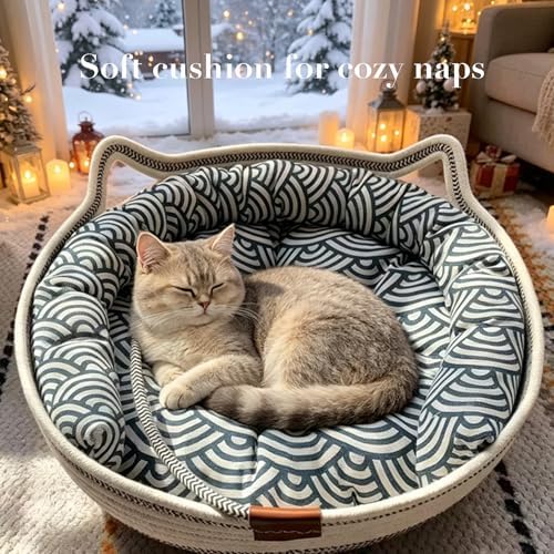 Handwoven Cat Basket Designed to Stimulate Natural Instincts, 15.8 in