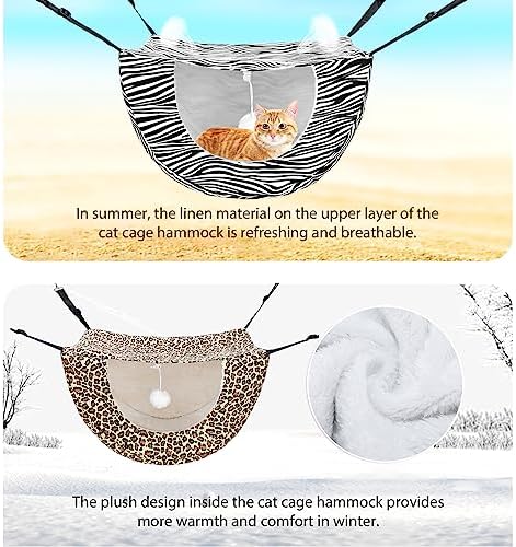Unittype 2 Pieces Cat Cage Hammock Hanging Pet Bed, 2 Styles, Leopard