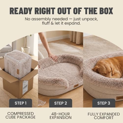 Miorun Fluffy Orthopedic Dog Beds Large Sized Dog, 36" Bolster Sofa Bed