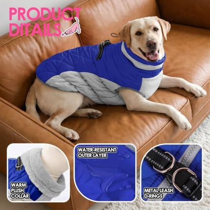 AOFITEE Small Dog Coat Waterproof Dog Winter Jacket with Harness Built in