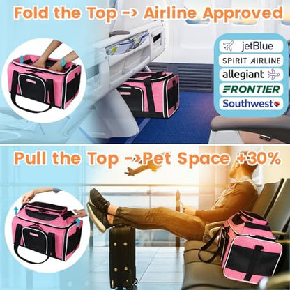 Petskd Top-Expandable Small Pet Carrier 17"x12"x8.5" Airline Approved