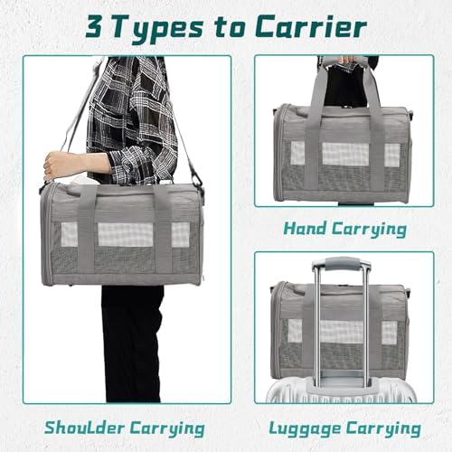 PINVNBY Small Pet Carrier, Guinea Pig Carrier, Bunny Carrier for Travel Camping Outdoor, Breathable Pet Portable Hand Bag for Hamster Rabbit Guinea Pig（Gray）