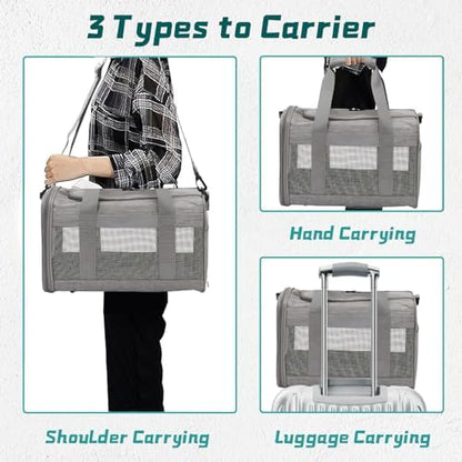 PINVNBY Small Pet Carrier, Guinea Pig Carrier, Bunny Carrier for Travel Camping Outdoor, Breathable Pet Portable Hand Bag for Hamster Rabbit Guinea Pig（Gray）