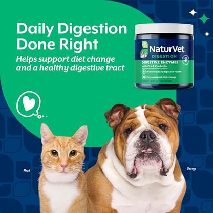 NaturVet Digestive Enzymes with Pre & Probiotic for Dogs & Cats - 4 oz
