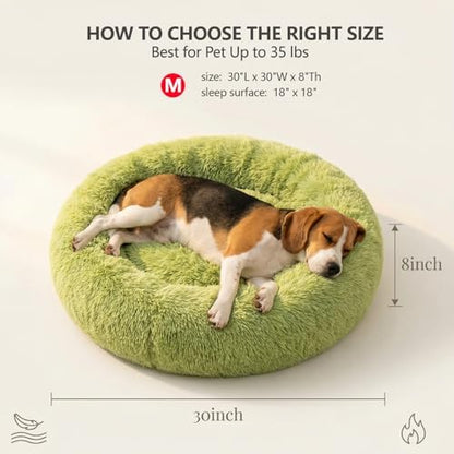 nononfish Cozy Donut Dog Bed,Plush Round Calming Pet Bed