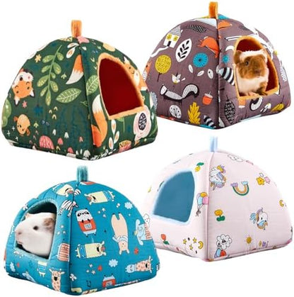 Cinnvoice 4 Pcs Hamster Hideout Bed Small Pet House Washable 7 x 6.7 in