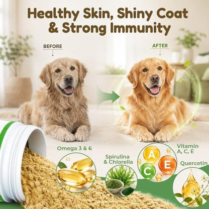 VUN Pet The Daily Dog Vitamins Supplements Multivitamin Powder for Dogs - Supports Whole Body Health, Digestion, Mobility & Immunity with Collagen, Glucosamine & Probiotics