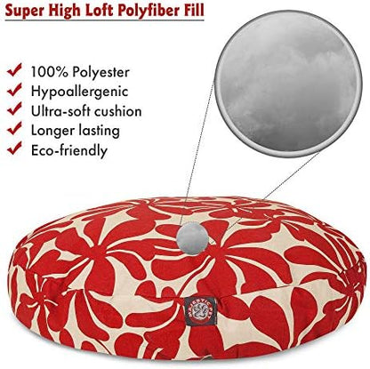 Red Plantation Medium Round Indoor Outdoor Pet Dog Bed With Removable Washable Cover By Majestic Pet Products