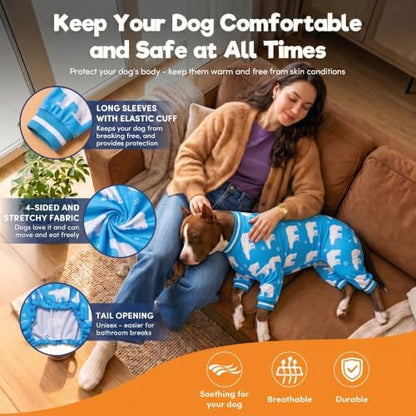 LovinPet Big Dog Winter PJs, Polar Bear and Snowflake Print, White, 2XL