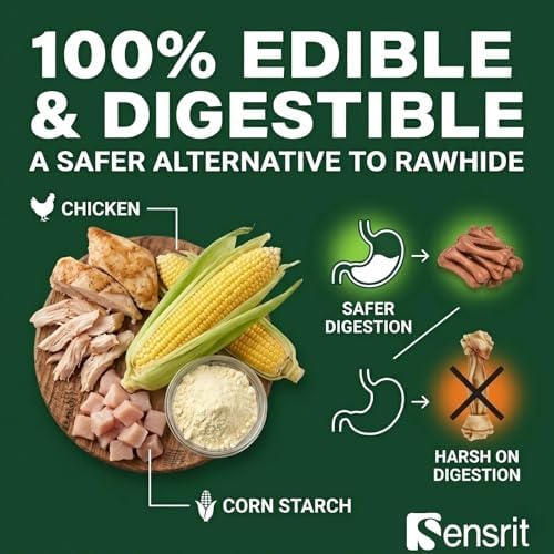 Dog Dental Chews Teeth-Cleaning Bones - 10 Oz (285g) Long Lasting Dental Care Treats for Dogs, Edible Chew Bones for Plaque & Tartar Removal, Healthy Chicken Flavor Dog Treats for All Breeds