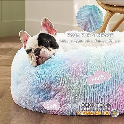 Bedsure Calming Small Dog Bed Donut Washable Cat＆Puppy Bed,23 inches