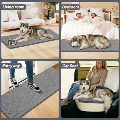 Bcoimo Super Absorbent Dog Door Mat, 60"*24" Anti Slip Mat for Muddy Paws