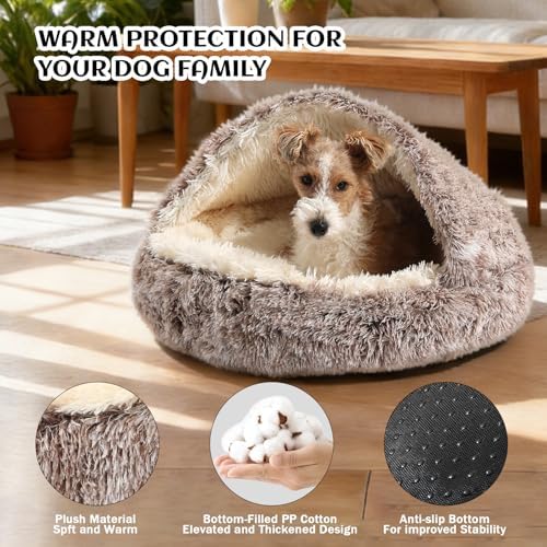 NOYAL Hooded Donut Bed, Calming Cave for Cats & Small Dogs