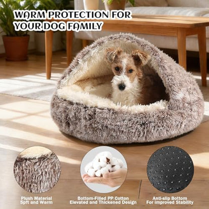NOYAL Hooded Donut Bed, Calming Cave for Cats & Small Dogs