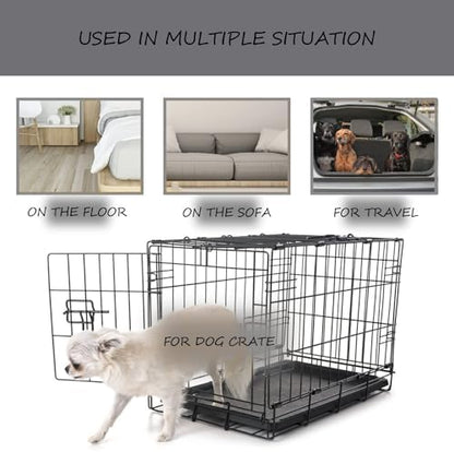 Washable Dog Bed Mat Crate Pad Soft Fluffy Pet Kennel Beds Dog Sleeping Mattress for Large Jumbo Medium Small Dogs, 48 x 30 Inch, Gray (Pack of 2)