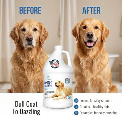 Gallon Bottle - 5 in 1 Dog Shampoo - Groomers Choice - Made in The USA