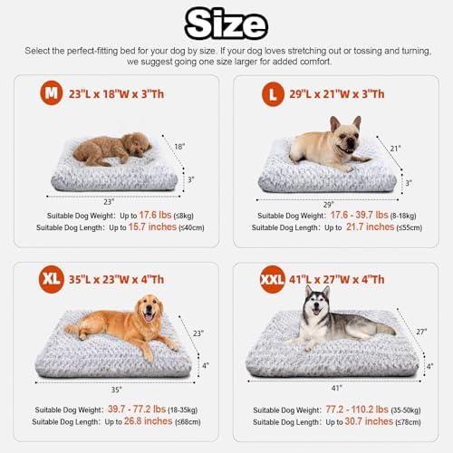 Dog Bed Large Size, Plush Washable Pet Bed Mat, Dog Crate Bed 35"x23", Gray