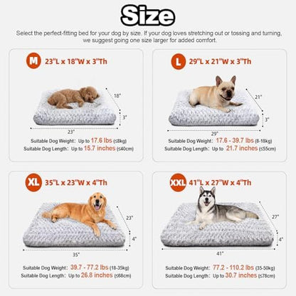 Dog Bed Large Size, Plush Washable Pet Bed Mat, Dog Crate Bed 35"x23", Gray
