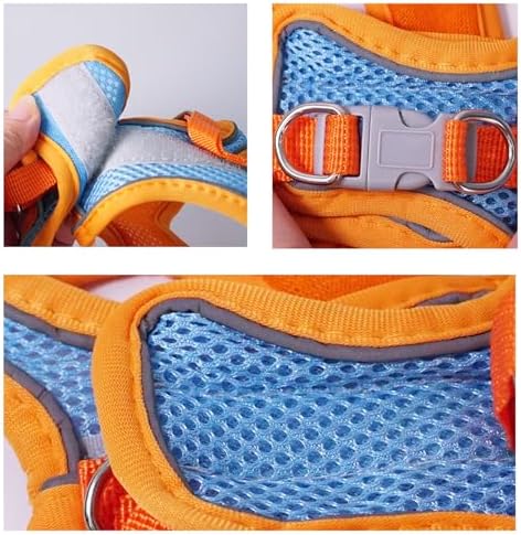 Rabbit Harness and Leash Set Escape Proof, Adjustable Soft Padded Vest, Breathable Mesh Bunny Harness with Reflective Strap, Safe for Small Animals(Orange,M)