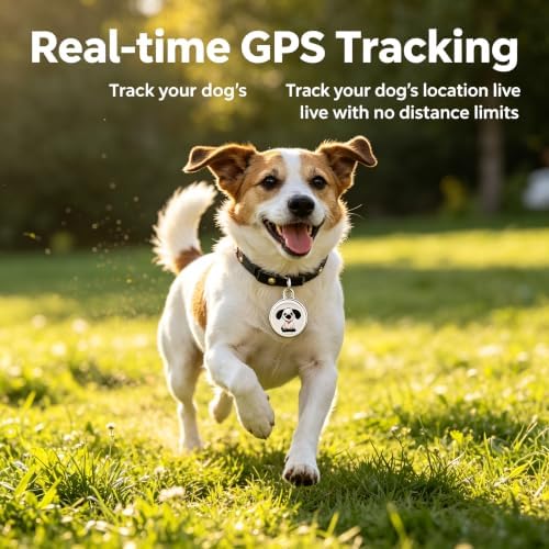 GPS Tracker for Dogs, Real-Time GPS Tracking Device for Cats, Pet Wearable Holder & Keychain Design, No Monthly Fee/No SIM Card, for Android and iOS, Long STBY,IP68 WP,Lightweight