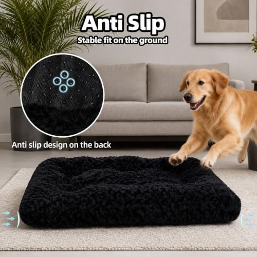 Dog Bed Large Size, Plush Washable Pet Bed Mat, Dog Crate Bed 35"x23"