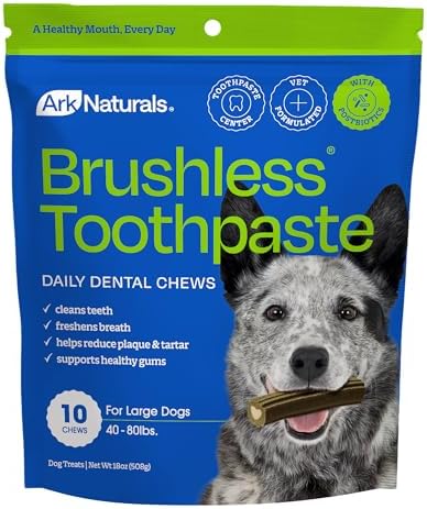 Ark Naturals Brushless Toothpaste Dog Dental Chews - Large Breeds (10 ct)