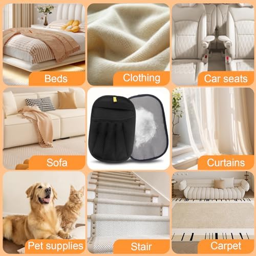 Pet Hair Removal Glove | Electrostatic Reusable Cat & Dog Magic Brush Hair Remover Tool for Furniture, Carpet, Couch | Upgraded 5-Finger Design | Gentle Grooming Tool for Pets(Eco-Friendly) (2 PCS)