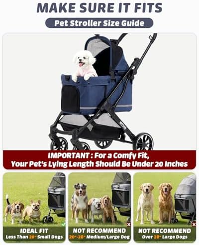 HITTITE Pet Stroller with Weatherproof Cover, All-Terrain 4-Wheel Cat & Dog Stroller with Adjustable Canopy, Foldable Dog Strollers with Storage Basket for Small to Medium Dogs Up to 55 lbs.