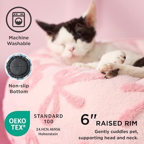 LE SURE Shown on TV Jacquard Donut Cat Beds Indoor,Pink Taffy 20x20x6in