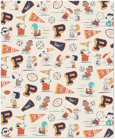 Hallmark Peanuts Plush Throw Blanket, Navy and Gray Stripes (50x60)