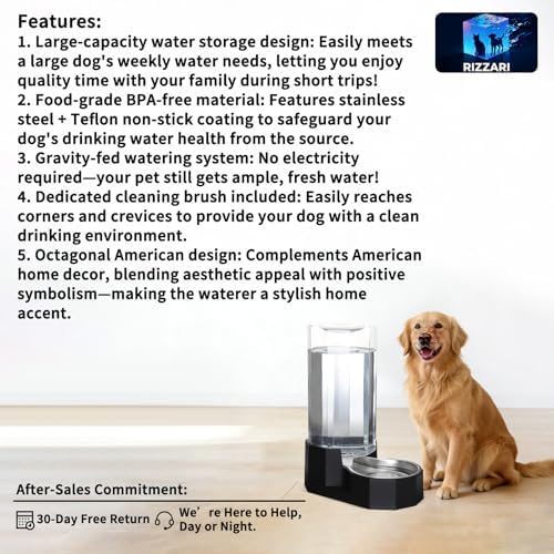 Sfozstra 9L Lagre Gravity Dog Water Dispenser: Multi Pet Hydration