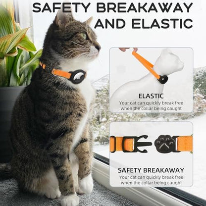 AirTag Cat Collars, Stretchy Collar with AirTag Holder and Bell