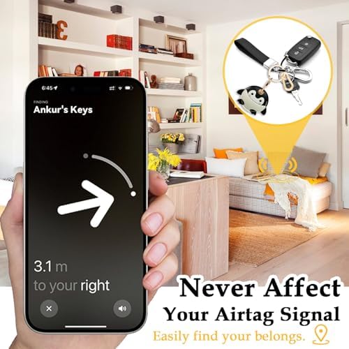 Leather Keychain Holder Case for AirTag, Cute Protective Cover for Apple Airtag KeyChain, GPS Tracker Item Finder
