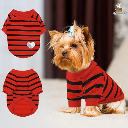 Queenmore Small Dog Shirt,Soft Breathable Dog Shirt for Dogs Cats Boy Girl,Pet Clothes for All Season,Breathable Lightweight Pet Tshirt for Frenchie, Dachshund, Yorkie