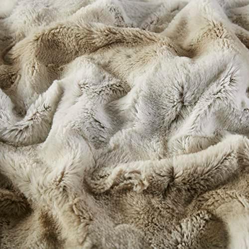 Madison Park Zuri Faux Fur Reversible Throw Blanket, 50 x 60 in, Sand