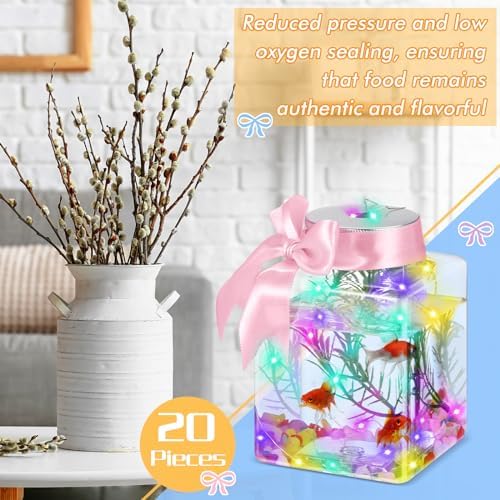 Domensi 20 Pcs 17oz LED Plastic Fish Bowls, Clear Shatterproof Glowing Vases with Ivy, Plastic Fish Tank Unbreakable Aquarium for Carnival Games, Party Home Decoration