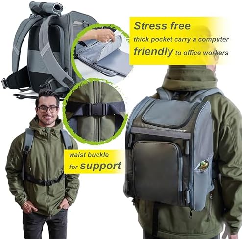 Expandable Pet Carrier, Airline-Approved Foldable and Detachable Backpack, Fits 13lbs Cat&11lbs Small Puppy Dog, for Car Travel,Camping and Emergency Transportation and Shelter (Grey)