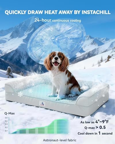 Cooling Dog Bed with PCM, Instant Chill Medium Pet Sofa, Indoor Outdoor