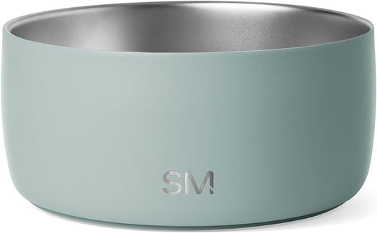 Simple Modern Stainless Steel Pet Water Bowl for Dogs & Cats | Insulated Stainless Steel Food Bowls for Dog Cat | No Tip No Slip BPA Free | Bentley Collection | Medium (4 Cups) | Sea Glass Sage