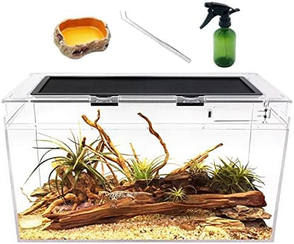 Reptile Growth Reptile Terrarium,10 Gallon Reptile Tank 20" x 10"x 11",for Insect，Fish，Tarantula，Hermit Crab，Jumping Spider，Iguana，Tortoise，Leopard Gecko，Bearded Dragon