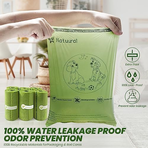 Poop Bags for Dogs-1050 Counts, 70 Rolls With a Free Dispensers, Doggie Poop Bags Made of Cornstarch, Extra Thick and 100% Leak Proof (Green)