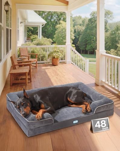 OhGeni Orthopedic Extra Large Dog Bed Couch, Memory Foam, 48-inch (Gray)
