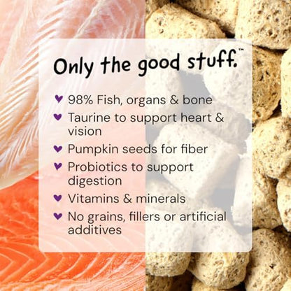 Stella & Chewy's Freeze-Dried Raw Cat Dinner Morsels - Premium Salmon & Cod Recipe with 98% Wild-Caught Fish & Organs - Natural Grain-Free Cat & Kitten Food - Made in USA - 8 oz