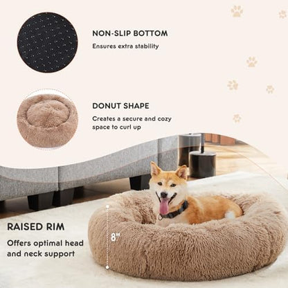 NEWBULIG 37x37 Inch Donut Dog Bed for Indoor Use, Fluffy Large Pet Sofa