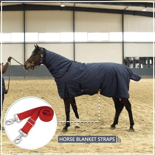 Premium Horse Blanket Sheet Leg Straps, Replacement Stretchy Belly Strap with Double Swivel Snaps, Adjustable Elastic Length from 24 to 42 Inch Winter Blanket