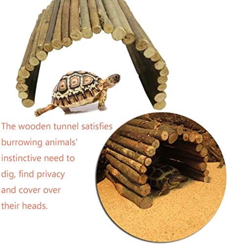 Hamiledyi Extra Large Wooden Reptile Hideout Bearded Dragon Bendy Bridge Climbing Ladder Hiding Hut Reptiles Hide Cave Habitat Decor for Lizards Gecko Spiders Snakes Tortoise(XL:20" x 11.8")