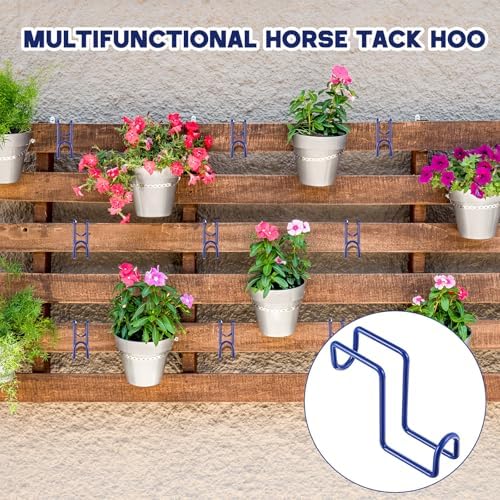 Dunzy 2 Pcs Heavy Duty Horse Tack Hooks Over Rail 4 Inch Metal,Blue