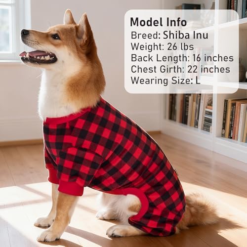 KYEESE Velvet Dog Pajamas for Small Medium Dog Soft Plaid Onesie Daily Wear