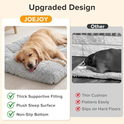 JOEJOY Large Dog Crate Pad, Fluffy Plush Washable Kennel Mat, 47" x 29"
