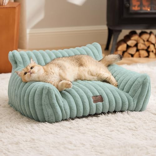 Bedsure ComfyFleece™ Shown on TV Fluffy Cute Cat Couch for Pets,24in Green